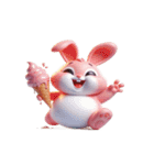 ピンクうさぎが一緒に祝うホリデー（個別スタンプ：19）