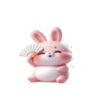 ピンクうさぎが一緒に祝うホリデー（個別スタンプ：22）