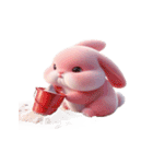ピンクうさぎが一緒に祝うホリデー（個別スタンプ：23）