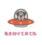 [気を付けて来てね専用]UFOで宇宙犬3（個別スタンプ：6）