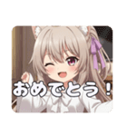 紫リボンポニーテールみなみちゃんスタンプ（個別スタンプ：12）
