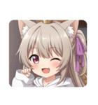 紫リボンポニーテールみなみちゃんスタンプ（個別スタンプ：18）