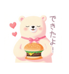 ハンバーガーと白くまスタンプ（個別スタンプ：24）