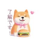 ハンバーガーと柴犬スタンプ（個別スタンプ：3）