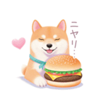 ハンバーガーと柴犬スタンプ（個別スタンプ：13）
