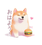 ハンバーガーと柴犬スタンプ（個別スタンプ：30）