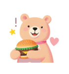 ハンバーガーとくまさんスタンプ（個別スタンプ：6）
