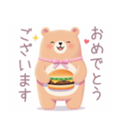 ハンバーガーとくまさんスタンプ（個別スタンプ：34）