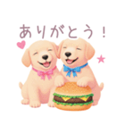 ハンバーガーと仲良し子犬スタンプ（個別スタンプ：3）