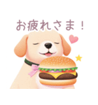 ハンバーガーと仲良し子犬スタンプ（個別スタンプ：6）