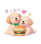ハンバーガーと仲良し子犬スタンプ（個別スタンプ：16）