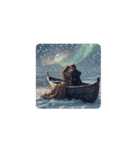 恋人と海とオーロラの夜✨️Aurora Night（個別スタンプ：13）