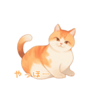 ゆるりとした茶色と白の猫のスタンプ（個別スタンプ：11）