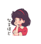 レトロポップな女の子のアニメスタンプ（個別スタンプ：3）