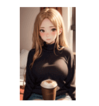 金髪のセーターの女の子の写真（個別スタンプ：2）