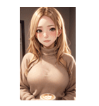 金髪のセーターの女の子の写真（個別スタンプ：4）