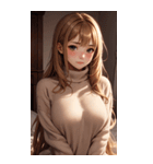 金髪のセーターの女の子の写真（個別スタンプ：6）