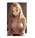 金髪のセーターの女の子の写真（個別スタンプ：11）