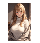 金髪のセーターの女の子の写真（個別スタンプ：13）