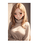 金髪のセーターの女の子の写真（個別スタンプ：16）