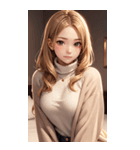 金髪のセーターの女の子の写真（個別スタンプ：17）