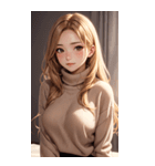 金髪のセーターの女の子の写真（個別スタンプ：19）