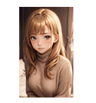 金髪のセーターの女の子の写真（個別スタンプ：21）