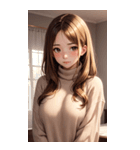 金髪のセーターの女の子の写真（個別スタンプ：22）
