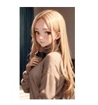 金髪のセーターの女の子の写真（個別スタンプ：24）