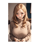 金髪のセーターの女の子の写真（個別スタンプ：30）