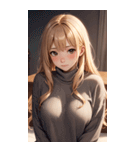 金髪のセーターの女の子の写真（個別スタンプ：31）
