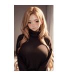 金髪のセーターの女の子の写真（個別スタンプ：34）