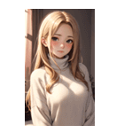 金髪のセーターの女の子の写真（個別スタンプ：35）