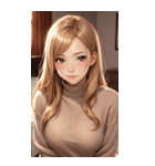 金髪のセーターの女の子の写真（個別スタンプ：36）