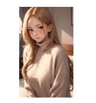 金髪のセーターの女の子の写真（個別スタンプ：37）