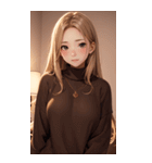 金髪のセーターの女の子の写真（個別スタンプ：38）
