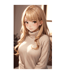金髪のセーターの女の子の写真（個別スタンプ：39）