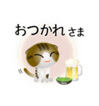 色々な猫14-2 短毛-垂れ耳-キジトラ白（個別スタンプ：40）