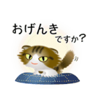 色々な猫14-4 長毛-垂れ耳-キジトラ白（個別スタンプ：4）