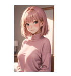 ピンクのセーターの女の子の写真2（個別スタンプ：1）