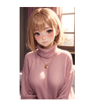 ピンクのセーターの女の子の写真2（個別スタンプ：2）