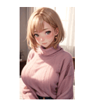 ピンクのセーターの女の子の写真2（個別スタンプ：3）