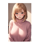 ピンクのセーターの女の子の写真2（個別スタンプ：4）