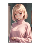 ピンクのセーターの女の子の写真2（個別スタンプ：5）