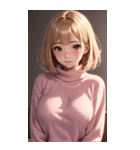 ピンクのセーターの女の子の写真2（個別スタンプ：9）