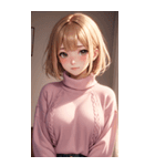 ピンクのセーターの女の子の写真2（個別スタンプ：10）