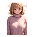 ピンクのセーターの女の子の写真2（個別スタンプ：12）
