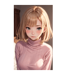 ピンクのセーターの女の子の写真2（個別スタンプ：14）