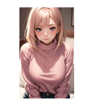 ピンクのセーターの女の子の写真2（個別スタンプ：16）