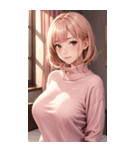 ピンクのセーターの女の子の写真2（個別スタンプ：17）